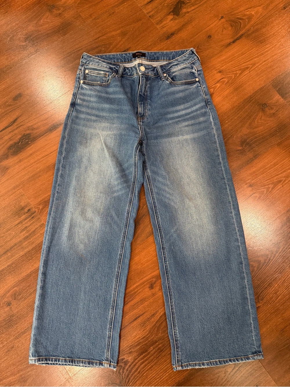 Quince Women's high rise wide leg jeans sz 31 washed blue
